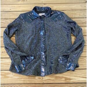 Vintage Panhandle Slim Snap Front Western Shirt Size Large Women’s Silver